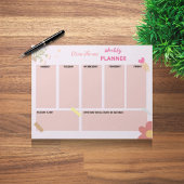 Personalisiert rosa Wochenplaner Notepad Notizblock