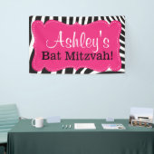 Personalisiert rosa Zebra Print Bat Mitzvah Banner (Messeveranstaltung)