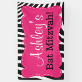 Personalisiert rosa Zebra Print Bat Mitzvah Banner (Vertikal)
