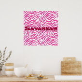 Personalisiert rosa Zebra Streifen Wildtierdrucke Poster (Küche)