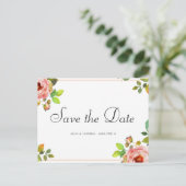 Personalisiert - Rosen Wasserfarbe Save the Date Postkarte (Stehend Vorderseite)