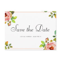 Personalisiert - Rosen Wasserfarbe Save the Date