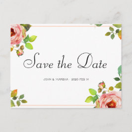 Personalisiert - Rosen Wasserfarbe Save the Date Postkarte