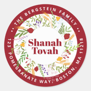 Personalisiert Rosh Hashanah Rücksendeadresse Stic Runder Aufkleber