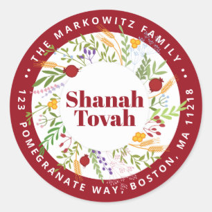 Personalisiert Rosh Hashanah Rücksendeadresse Stic Runder Aufkleber