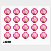 Personalisiert Rosie the Riveter Brustkrebs pink Runder Aufkleber (Blatt)
