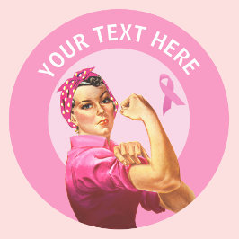 Personalisiert Rosie the Riveter Brustkrebs pink Runder Aufkleber