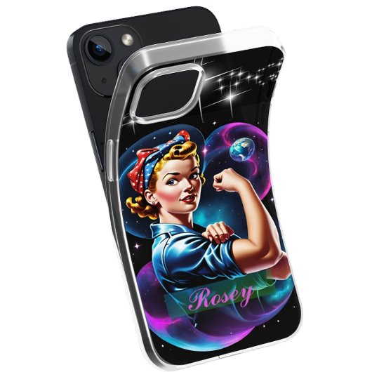 Personalisiert Rosie The Riveter Pink Blue Pop Art Case-Mate iPhone Hülle
