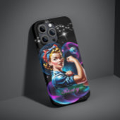 Personalisiert Rosie The Riveter Pink Blue Pop Art Case-Mate iPhone Hülle