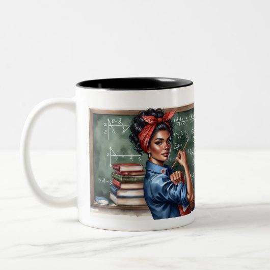Personalisiert Rosie the Riveter Teacher Zweifarbige Tasse (Links)