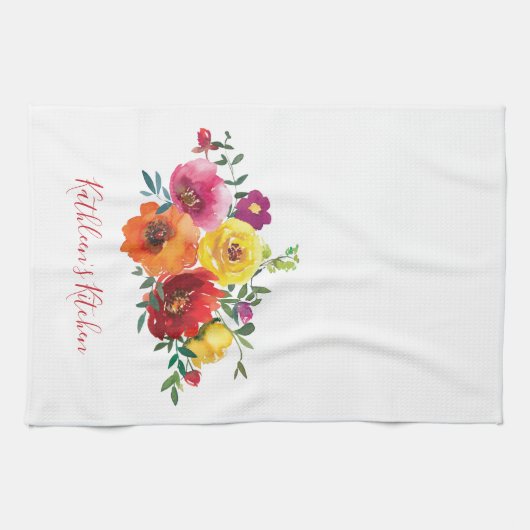 Personalisiert Rot-Gelb-Rosa-Farbe Geschirrtuch (Horizontal)