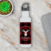 Personalisiert Rot und Schwarz Buffalo Kariert Edelstahlflasche