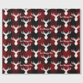 Personalisiert Rot und Schwarz Buffalo Kariert Geschenkpapier (Flach)