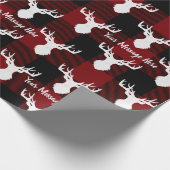 Personalisiert Rot und Schwarz Buffalo Kariert Geschenkpapier (Ecke)