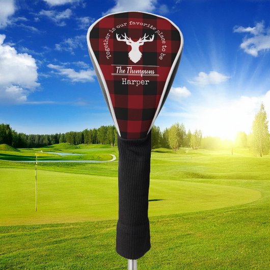 Personalisiert Rot und Schwarz Buffalo Kariert Golf Headcover
