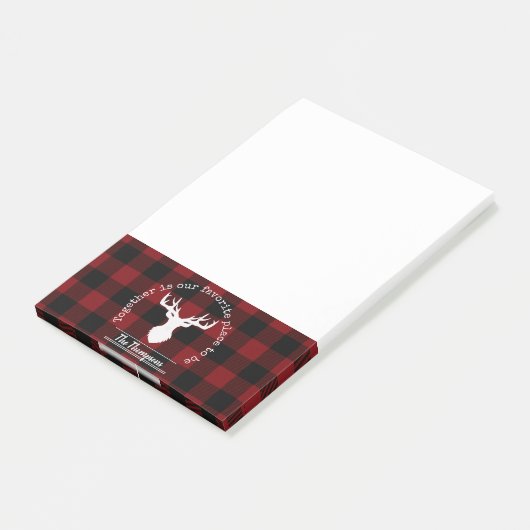 Personalisiert Rot und Schwarz Buffalo Kariert Post-it Klebezettel (angewinkelt)