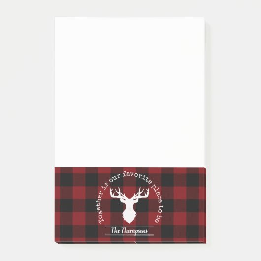 Personalisiert Rot und Schwarz Buffalo Kariert Post-it Klebezettel (Vorderseite)