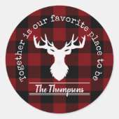 Personalisiert Rot und Schwarz Buffalo Kariert Runder Aufkleber (Vorderseite)