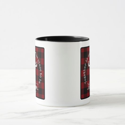 Personalisiert Rot und Schwarz Buffalo Kariert Tasse (Zentrum)