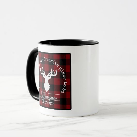 Personalisiert Rot und Schwarz Buffalo Kariert Tasse (Vorderseite Links)