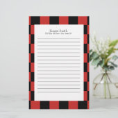 Personalisiert rot und schwarz mit weiß kariert briefpapier (Stehend Vorderseite)