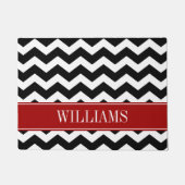 Personalisiert Rot und Schwarz Zickzack Fußmatte (Vorderseite)