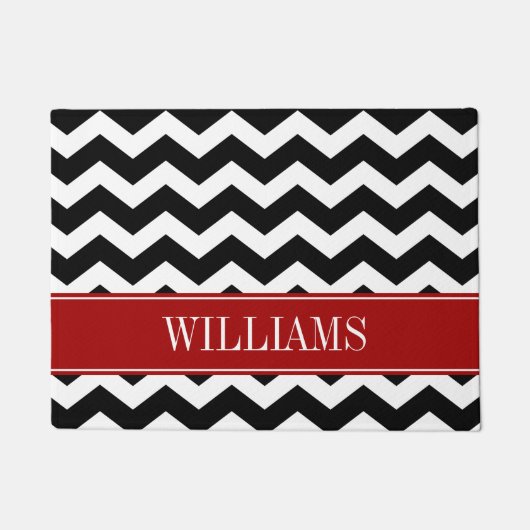 Personalisiert Rot und Schwarz Zickzack Fußmatte (Vorderseite)