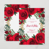 [Personalisiert] Rote Rosen Einladung zum Hochzeit (Vorne/Hinten)