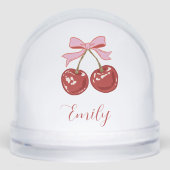 Personalisiert roter Rosa Name Schneekugeln (Vorderseite)