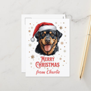 Personalisiert Rottweiler Dog Santa Merry Weihnach Feiertagspostkarte