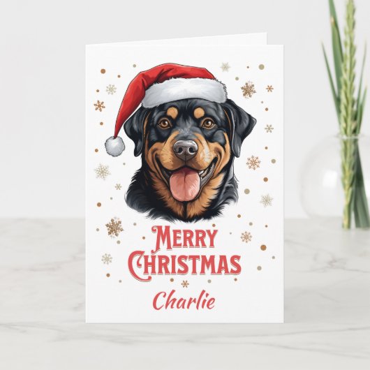 Personalisiert Rottweiler Hund frohe Weihnachten Karte (Vorderseite)