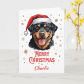Personalisiert Rottweiler Hund frohe Weihnachten Karte (Gelbe Blume)