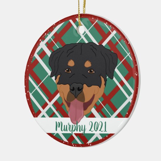 Personalisiert Rottweiler Weihnachten Keramik Ornament (Links)