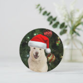 Personalisiert Round Santa Paws Husky Weihnachten (Stehend Vorderseite)