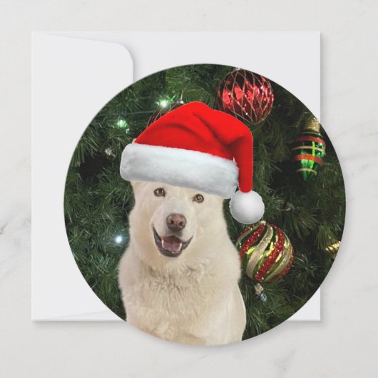 Personalisiert Round Santa Paws Husky Weihnachten (Vorderseite)