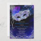Personalisiert Royal Blue Birthday Masquerade Einladung (Vorderseite)