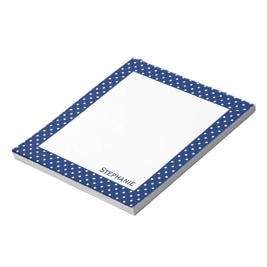 Personalisiert Royal Blue Polka Dot Pattern Notizblock (Rotiert)