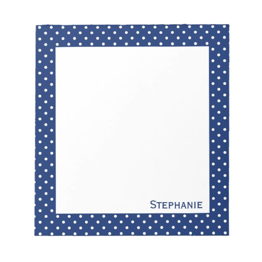 Personalisiert Royal Blue Polka Dot Pattern Notizblock (Vorderseite)