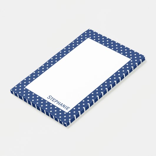 Personalisiert Royal Blue Polka Dot Pattern Post-it Klebezettel (angewinkelt)