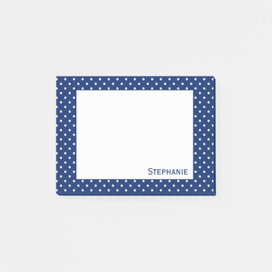 Personalisiert Royal Blue Polka Dot Pattern Post-it Klebezettel (Vorderseite)
