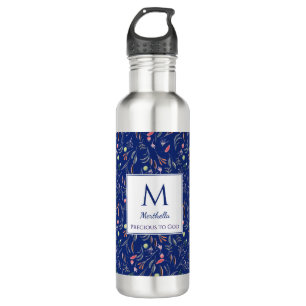 Personalisiert ROYAL BUE Floral Monogramm Edelstahlflasche