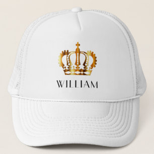 Personalisiert Royal Gold Crown White Truckerkappe