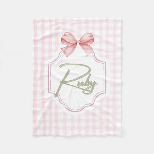 Personalisiert Ruby Baby Girl Kinderzimmer Bow&Gin Fleecedecke (Vorderseite)