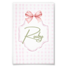 Personalisiert Ruby Baby Girl Kinderzimmer Bow&Gin Fotodruck