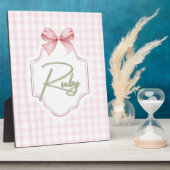Personalisiert Ruby Baby Girl Kinderzimmer Bow&Gin Fotoplatte (Seite)