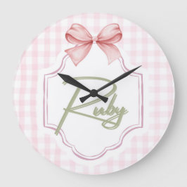 Personalisiert Ruby Baby Girl Kinderzimmer Bow&Gin Große Wanduhr