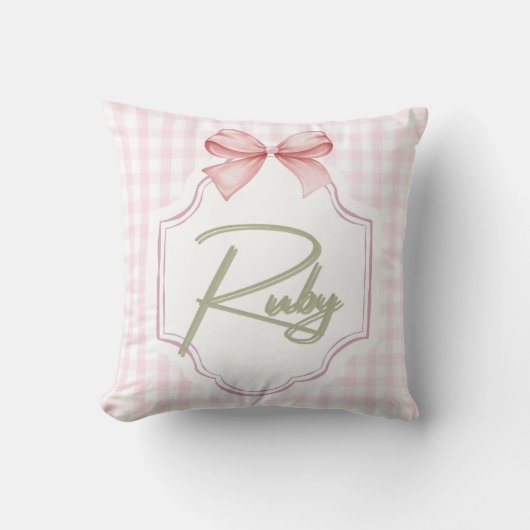 Personalisiert Ruby Baby Girl Kinderzimmer Bow&Gin Kissen (Vorderseite)