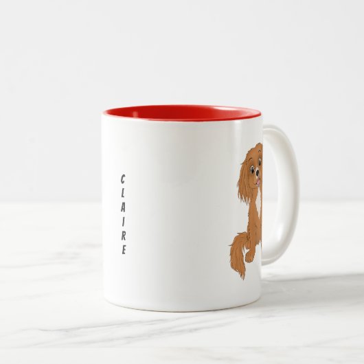 Personalisiert Ruby Cavalier King Charles Spaniel  Zweifarbige Tasse (VorderseiteRechts)