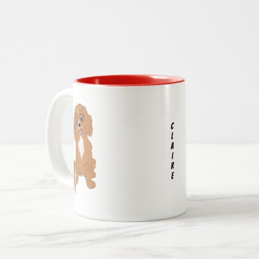 Personalisiert Ruby Cavalier King Charles Spaniel Zweifarbige Tasse (Vorderseite Links)