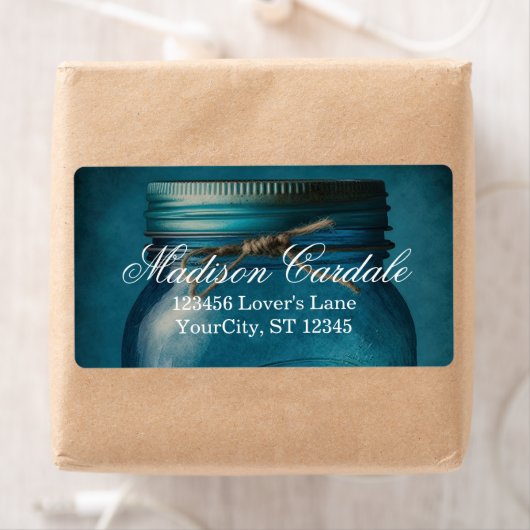 Personalisiert Rustic Blue Glass Mason Jar Wedding (Insitu)